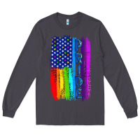 Smoke Pride LGBTQ+ American Flag Long Sleeve Tee - BundleAndBundleShop