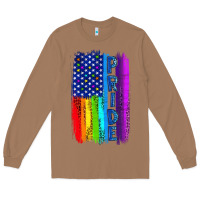 Toasted Coconut Pride LGBTQ+ American Flag Long Sleeve Tee - BundleAndBundleShop