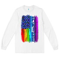 White Pride LGBTQ+ American Flag Long Sleeve Tee - BundleAndBundleShop