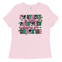 Bubblegum Pink floral i am street so look both ways before you cr Ladies Tee - AdoDesignShop
