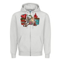 Dove Grey Football coffee cups Zipper Hoodie - NancyCooperArtShop