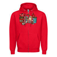 Red Football coffee cups Zipper Hoodie - NancyCooperArtShop