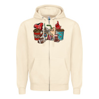 Sandshell Football coffee cups Zipper Hoodie - NancyCooperArtShop