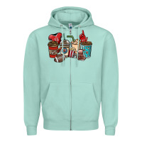 Seafoam Football coffee cups Zipper Hoodie - NancyCooperArtShop