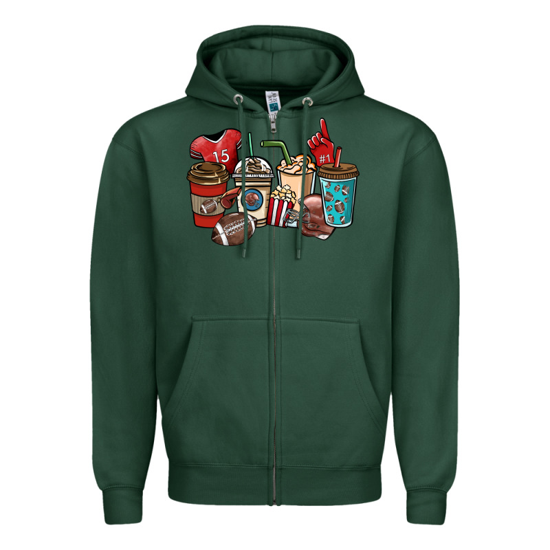 Football Coffee Cups Zipper Hoodie by NancyCooperArtShop | Teevron