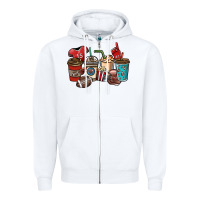 White Football coffee cups Zipper Hoodie - NancyCooperArtShop