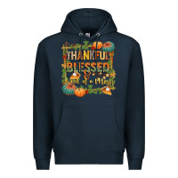 Navy thankful blessed and kind of a mess Premium Hoodie - CowGirlArtShop