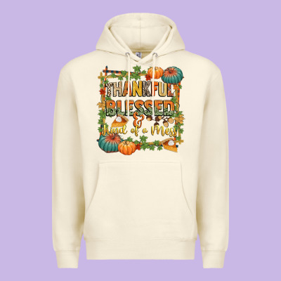 Thankful Blessed And Kind Of A Mess Premium Hoodie Designed By Cowgirlartshop