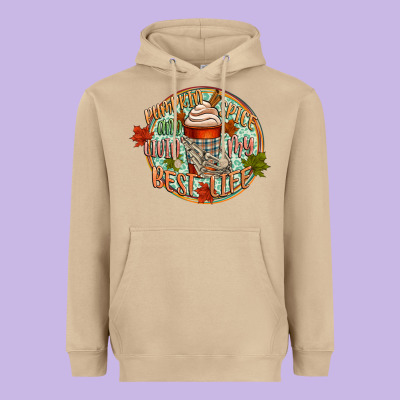 Pumpkin Spice And Livin My Best Life Heavyweight Hoodie Designed By Cowgirlartshop