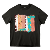 Asphalt Western Cowhide Sunflower Jute Glitter Farm Life Brush Stroke Heavy Core Tee - Bettercallsaul