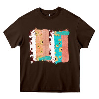 Chocolate Brown Western Cowhide Sunflower Jute Glitter Farm Life Brush Stroke Heavy Core Tee - Bettercallsaul