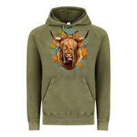 Vintage Olive fall highland cow Vintage Hoodie - Jasminsmagicworld