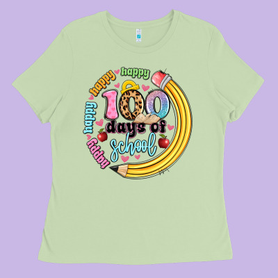 Happy 100 Days Of School Ladies Tee Designed By Artiststas