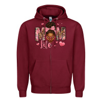 Afro Messy Bun Mom Life Zipper Hoodie | Teevron