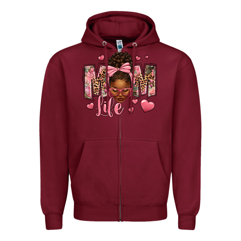 Afro Messy Bun Mom Life Zipper Hoodie by texasbilliewilder | Teevron