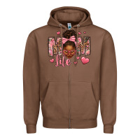 Chestnut Afro Messy Bun Mom Life Zipper Hoodie - texasbilliewilder