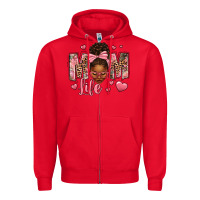 Red Afro Messy Bun Mom Life Zipper Hoodie - texasbilliewilder