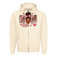 Sandshell Afro Messy Bun Mom Life Zipper Hoodie - texasbilliewilder