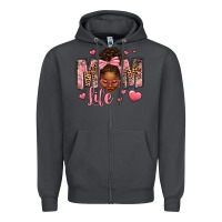 Smoke Afro Messy Bun Mom Life Zipper Hoodie - texasbilliewilder