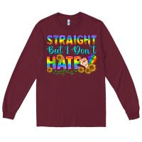 Burgundy LGBTQ+ Straight But I Don't Hate Long Sleeve Tee - BundleAndBundleShop