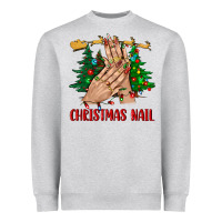 Heather Grey christmas nail bbs Heavyweight Sweatshirt - BundleAndBundleShop