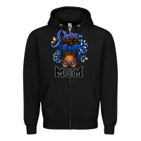 Black Cheer Mom Afro Messy Bun Zipper Hoodie - texasbilliewilder