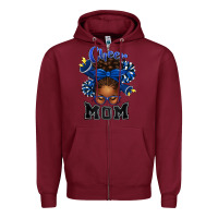 Burgundy Cheer Mom Afro Messy Bun Zipper Hoodie - texasbilliewilder