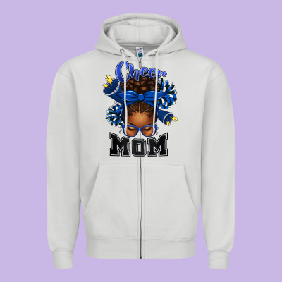 Cheer Mom Afro Messy Bun Zipper Hoodie Designed By Texasbilliewilder