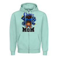 Seafoam Cheer Mom Afro Messy Bun Zipper Hoodie - texasbilliewilder