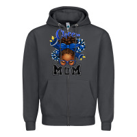 Smoke Cheer Mom Afro Messy Bun Zipper Hoodie - texasbilliewilder