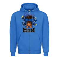 True Royal Cheer Mom Afro Messy Bun Zipper Hoodie - texasbilliewilder