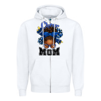 White Cheer Mom Afro Messy Bun Zipper Hoodie - texasbilliewilder
