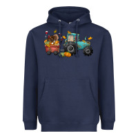 Navy thanksgiving tractor Heavyweight Hoodie - CowGirlArtShop