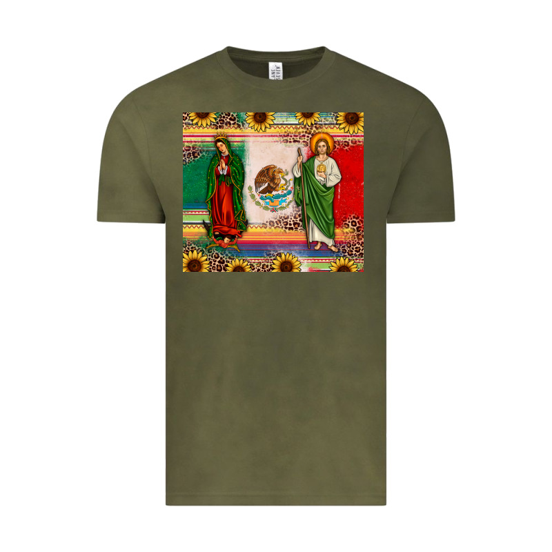 Mexico Flag Our Lady Of Guadalupe San Judas Sunflower Vintage Tee by JahusDesignShop | Teevron