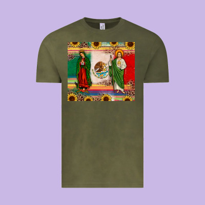 Mexico Flag Our Lady Of Guadalupe San Judas Sunflower Vintage Tee Designed By Jahusdesignshop