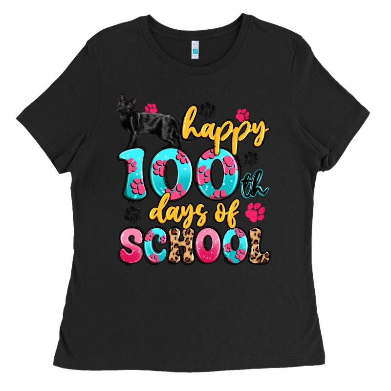 Happy 100th Days Of School Cat Ladies Tee by Artiststas | Teevron