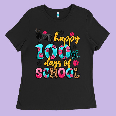 Happy 100th Days Of School Cat Ladies Tee Designed By Artiststas