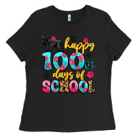 Black happy 100th days of school cat Ladies Tee - Artiststas