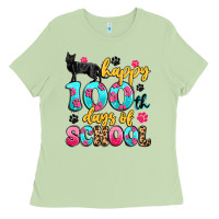 Matcha happy 100th days of school cat Ladies Tee - Artiststas