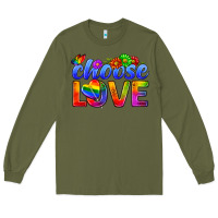 Army Green Pride LGBTQ+ Choose Love Long Sleeve Tee - BundleAndBundleShop