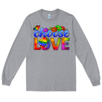 Heather Grey Pride LGBTQ+ Choose Love Long Sleeve Tee - BundleAndBundleShop