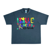 Midnight Navy love needs no words autism Urban Heavy Tee - MaliasSmallBusiness