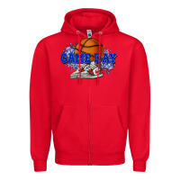 Red Game day Basketball Zipper Hoodie - NancyCooperArtShop