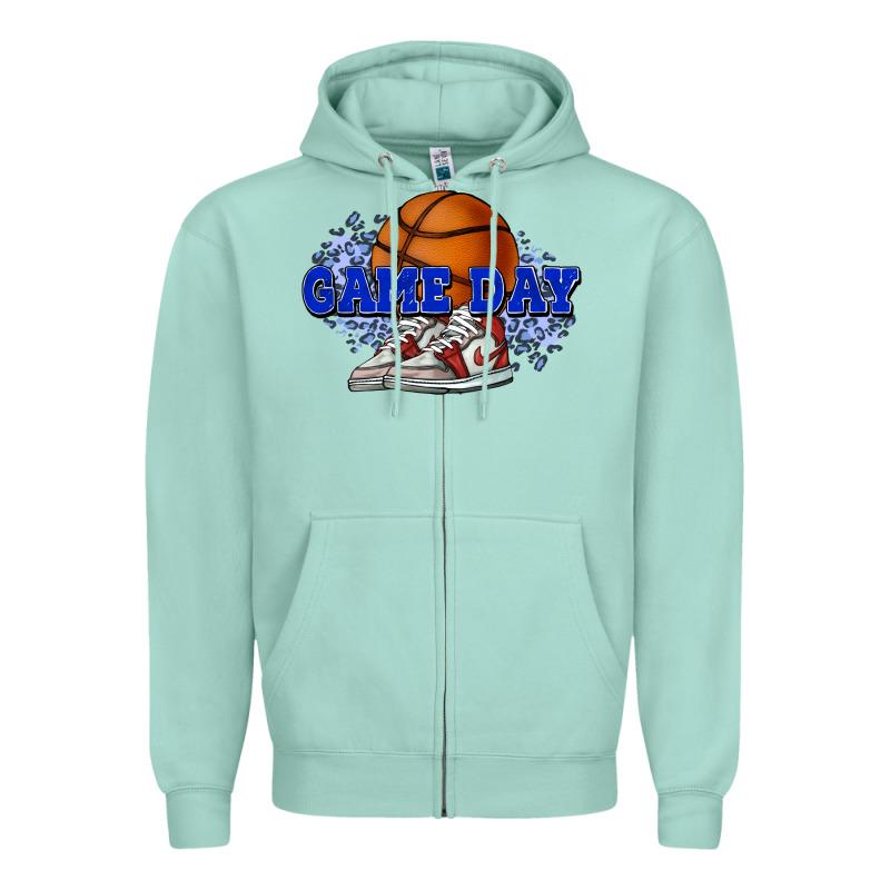 Game Day Basketball Zipper Hoodie by NancyCooperArtShop | Teevron
