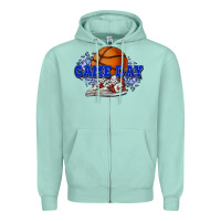 Seafoam Game day Basketball Zipper Hoodie - NancyCooperArtShop
