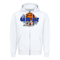 White Game day Basketball Zipper Hoodie - NancyCooperArtShop