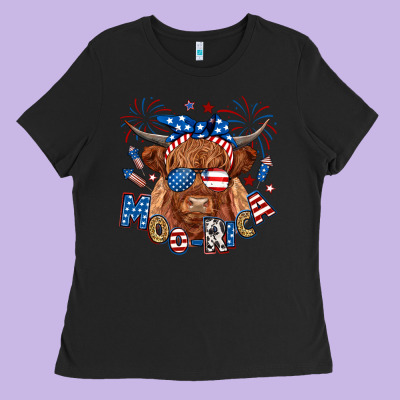 Moo Rica Highland Cow Ladies Tee Designed By Ranaportraitstore