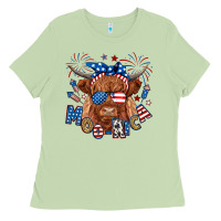 Matcha moo rica highland cow Ladies Tee - RanaPortraitStore