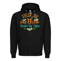 Black First My Mother Forever My Friend with Daisies Zipper Hoodie - texasbilliewilder