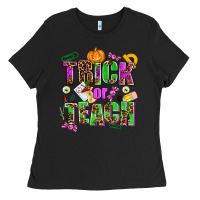 Black trick or teach Ladies Tee - AdoDesignShop